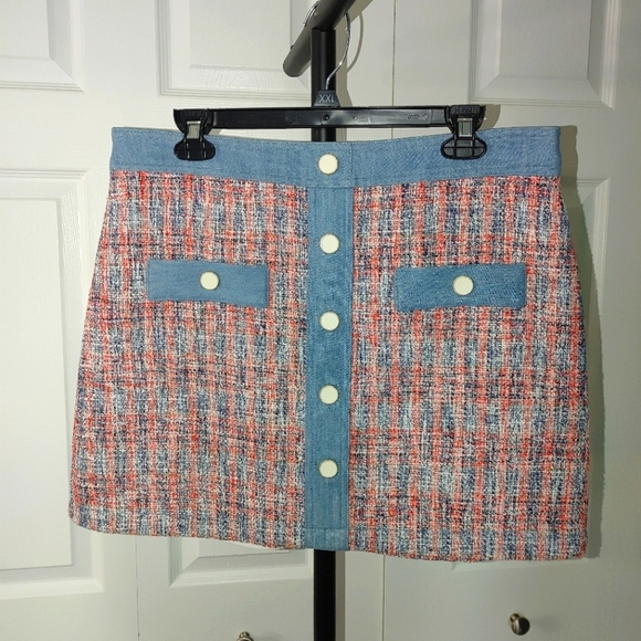 House of Harlow 1960 Red and White Mini Skirt Casual Resort Wear Size 12 - Picture 1 of 10